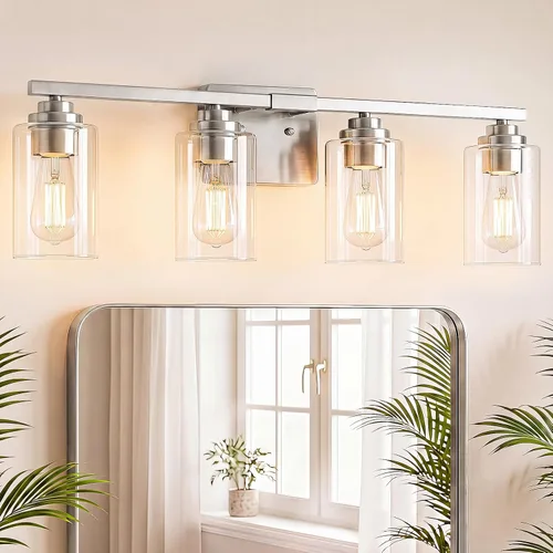 Vista 34 de VerRon Juego de 2 apliques de pared para baño, lámparas modernas de tocador, faroles de montaje de bronce cepillado al óleo, luces de pared
