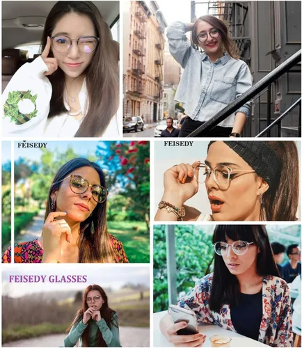 Vista 5 de FEISEDY - Lentes de sol para mujer, diseño vintage B2260