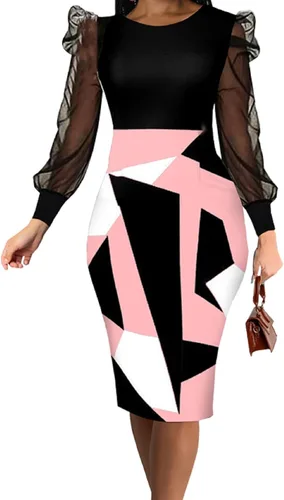 Vista 5 de IbuduSexy Women 2024 Summer Casual Bodycon Dresses Elegant Plus Size Midi Work Dresses