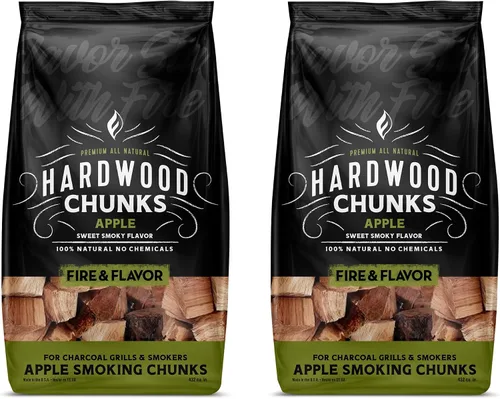 Vista 12 de Fire & Flavor Trozos de Madera de Manzana para Ahumar y Asar a la Parrilla - Totalmente Naturales, de Larga Duración con un Sabor Ligeramente Dulce