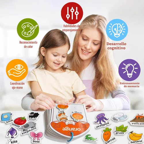 Vista 3 de Montessori Busy Book - Juguetes de clasificación de colores para niños pequeños de 3 a 5 años, juguetes educativos para autismo, actividades