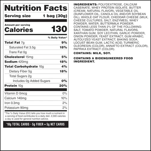 Vista 2 de Galletas de queso Quest Nutrition, explosión de cheddar, 10g de proteína, 5g de carbohidratos netos, 1g de azúcar, hechas con queso real, snack alto