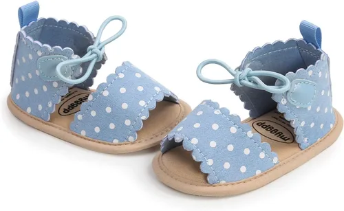 Vista 5 de SOFMUO Sandalias para bebés y niñas con suela suave de flor, zapatos de cuna de verano para recién nacidos, zapatos de vestir de princesa para niños