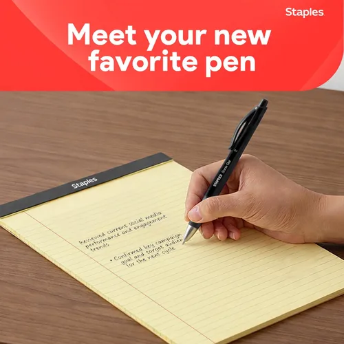 Vista 8 de STAPLES Bolígrafos de gel retráctiles, punta media de 0.028 in, tinta negra, paquete de 12 bolígrafos de gel Sonix con clip de bolsillo