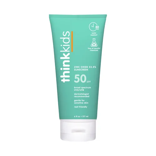 Vista 9 de Thinkkids Safe Mineral Sunscreen SPF 50+, 3 Fl Oz, Natural, Protector solar resistente al agua seguro para arrecifes para niños, protector solar