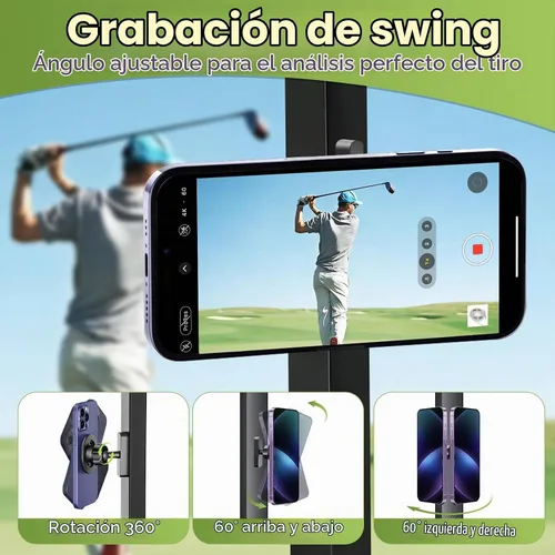 Vista 5 de Soporte magnético para carrito de golf para MagSafe iPhone 12-17 y teléfonos inteligentes, soporte de teléfono para carrito de golf con una sola