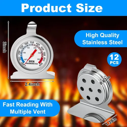 Vista 2 de Termómetro de horno de 12 piezas para horno de gas 100-600°F con acero