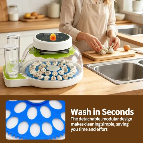 Vista 7 de Incubadora de huevos de codorniz para incubar 33 huevos de codorniz con girador automático y control de humedad, criador de codornices pequeñas