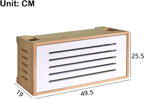 Vista 4 de Storage Racks Wooden Router Storage Box Desktop Large Solid Wood Cable Management Hider Rack Desktop Storage Box Set Top Blocking Box Black