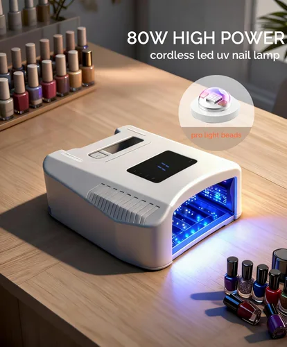 Vista 7 de Lámpara de uñas LED inalámbrica de 80 W, juego de 2 baterías de 5200 mAh