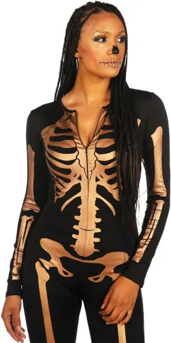 Vista 9 de Tipsy Elves Form Fitting & Flattering Skeleton Bodysuit for Halloween - Women's Skeleton Costume