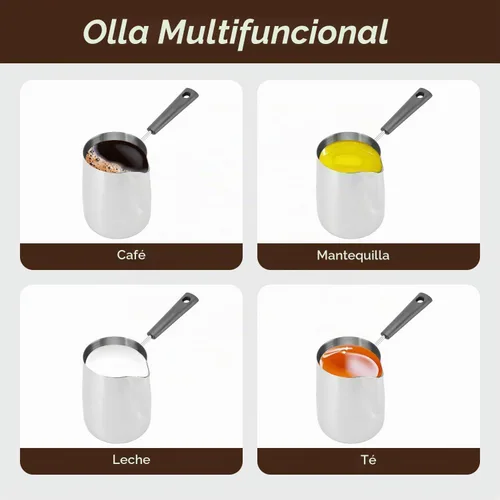 Vista 6 de Classics - Cafetera turca de 12 onzas / 11.8 fl oz de acero inoxidable para espuma de leche, jarra de café de mango largo, jarra toroide, calentador