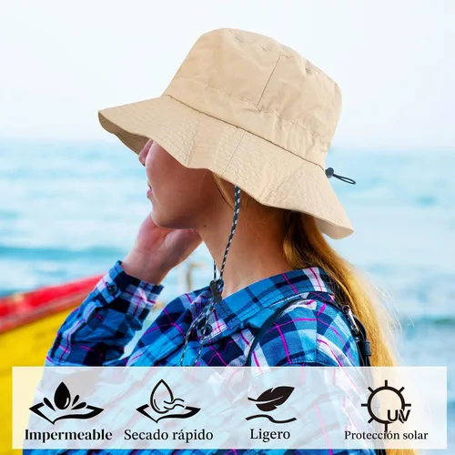 Vista 5 de NPJY Packable Sun Bucket Hat for Women Outdoor Waterproof Rain Hat Blanco (plegable)