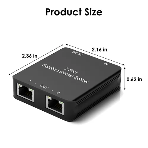 Vista 4 de Divisor Ethernet RJ45 Divisor RJ45 de Alta Velocidad 1000Mbps Red 1 Entrada 2 Salidas (2 Dispositivos Conectados Simultáneamente) Acoplador Divisor
