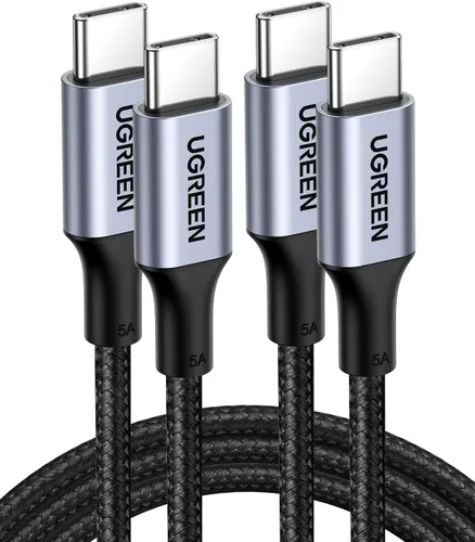 Vista 10 de UGREEN Cable USB C a USB C de 100 W, carga rápida, paquete de 2, 6.6 pies Negro