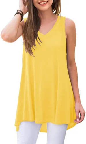 Vista 10 de AWULIFFAN - Blusa de verano sin mangas con cuello en V, túnica, top, para mujer 01 Negro