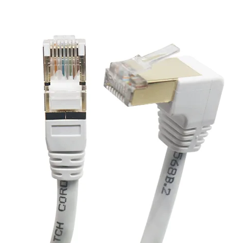 Vista 2 de Cable Ethernet Cat6 de 90 grados en ángulo recto hacia abajo, cable Ethernet de ángulo recto Cat 6 para PC, router, módem, impresora, caja de TV