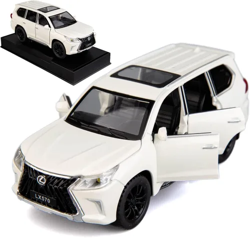 Vista 9 de BDTCTK 1/32 Compatible con Lexus LX570 Off-Road en SUV de lujo, auto de juguete de aleación de zinc con sonido y luz para regalo para niños y niñas