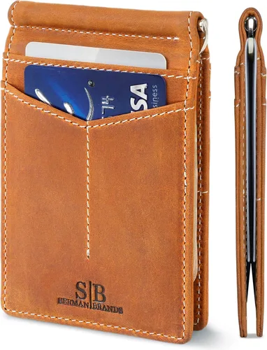 Vista 25 de SERMAN BRANDS RFID Blocking Wallet Slim Bifold - Genuine Leather Minimalist Front Pocket Wallets for Men with Money Clip Gift