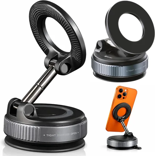 Vista 10 de Soporte Magnético de Sujeción al Vacío para Teléfono en el Coche – Montura de Succión Fuerte Ajustable de 360°, Montura Compatible con MagSafe