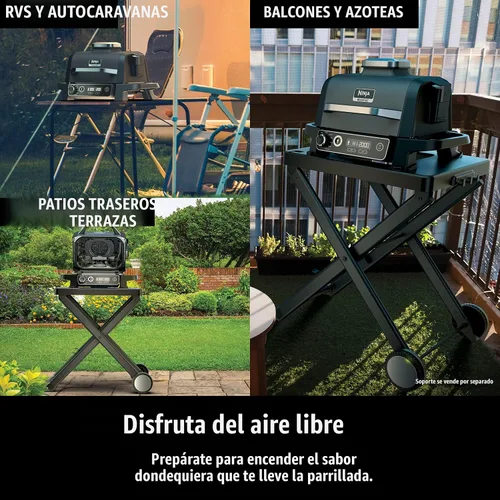 Vista 9 de Ninja Serie Woodfire 7 en 1 (parrilla, barbacoa, asar, freír con aire, deshidratar, rostizar, ahumar) Portátil y resistente a la intemperie