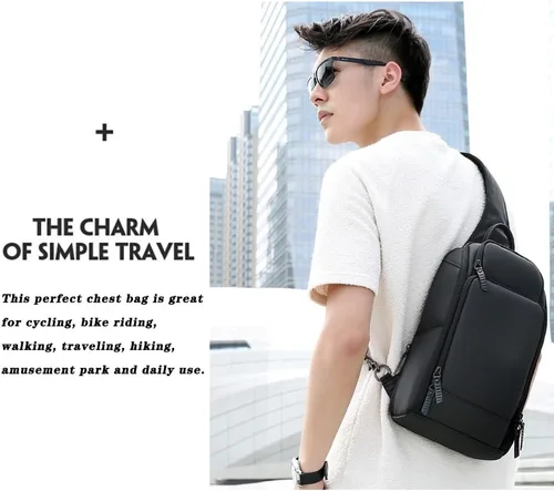Vista 7 de YUKABAN Bolso bandolera bandolera con puerto de carga USB, resistente al agua, para hombres y mujeres, Negro -, Ciclismo