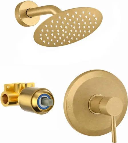 Vista 17 de Juego de llave de ducha HUCKLE con cabezal de ducha, llave de ducha negra de 15 cm con válvula, cabezal de ducha de lluvia de mango único negro mate