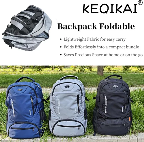 Vista 6 de Mochila de viaje grande de 80L para hombres y mujeres, mochila de senderismo ligera resistente al agua con compartimento para zapatos, Negro
