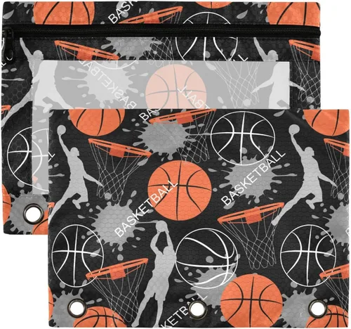 Vista 10 de Estuche para lápices para carpeta de 3 anillos de fútbol americano con cremallera, bolsas de cosméticos transparentes para oficina, universidad
