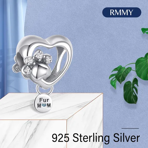 Vista 2 de Annmors Silver Charms for Bracelets 925 Sterling Dragonfly Family Heart Love Dangle for Women Bracelet & Necklace Pendant