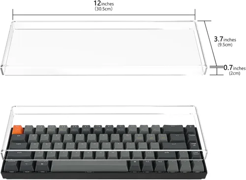 Vista 4 de GEEKRIA Cubierta antipolvo para teclado 65%, cubierta de teclado acrílico transparente para teclado mecánico de computadora de 68 teclas, compatible