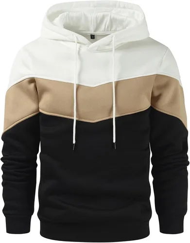 Vista 26 de Gesean - Sudadera con capucha para hombre, diseño de bloques de color, estilo suéter, manga larga, casual, con bolsillo