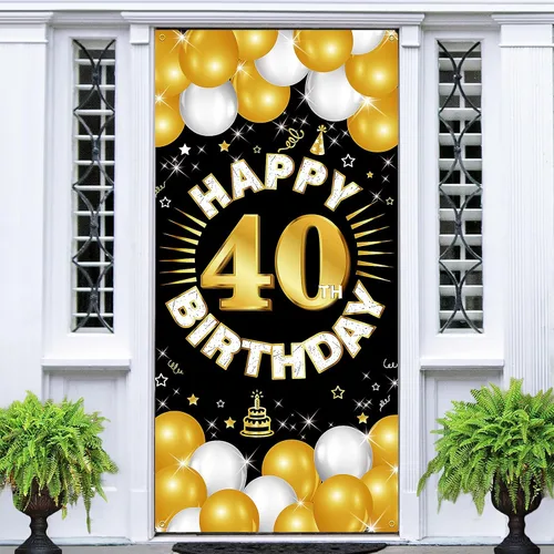 Vista 9 de Decoraciones de feliz cumpleaños número 16 para niños y niñas, pancarta de tela para cumpleaños de 16 años, suministros de fiesta de dieciséis años