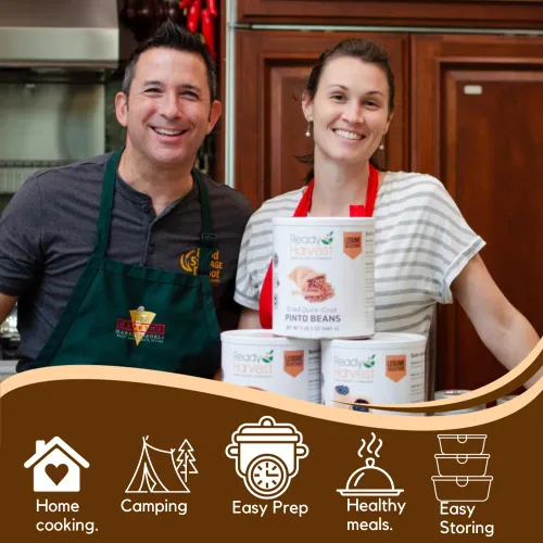 Vista 3 de Ready Harvest Alimentos de emergencia – Frijoles pintos de cocción rápida Frijoles precocidos, solo tienes que añadir agua caliente Lata #10