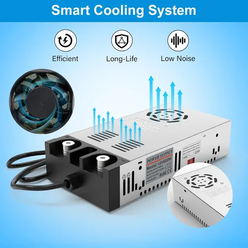 Vista 4 de IMAYCC Convertidor de CA a CC Universal 110V/120V a 12V Convertidor Fuente de alimentación de 12V CC (12V-50A-600W)