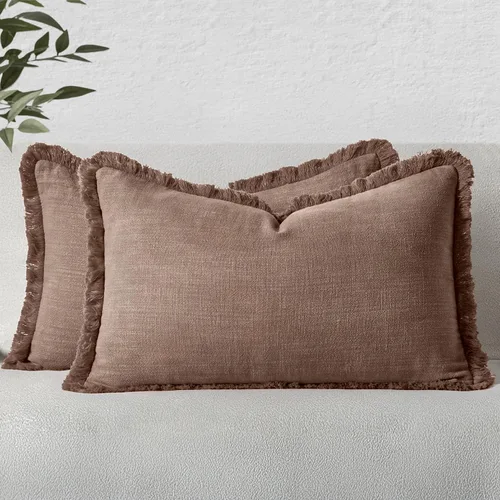Vista 79 de MIULEE Fundas de almohada decorativas con flecos de lino bohemio beige 16 x