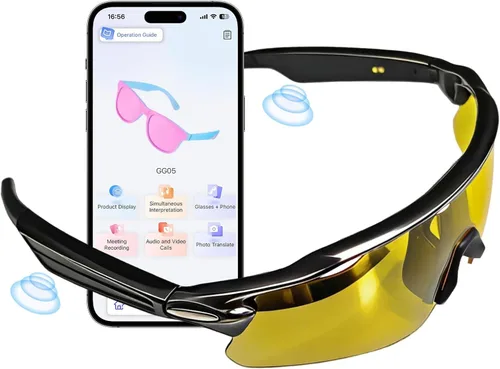 Vista 10 de Lentes de sol Bluetooth para hombres y mujeres, lentes inteligentes con altavoces de oreja abierta, asistente de voz, control táctil, lente