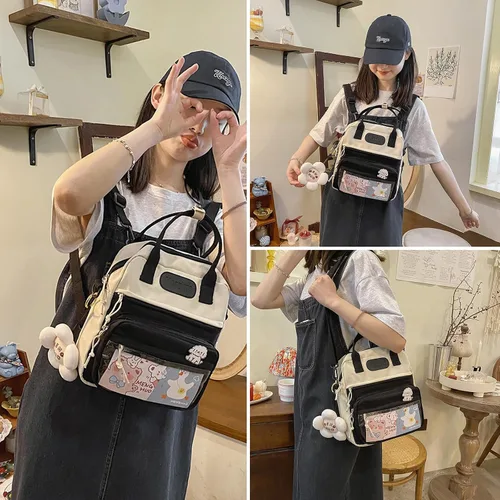 Vista 2 de Extolove Linda bolsa de mensajero, mochila kawaii, bolsa cruzada japonesa bolsa estética bolsa Ita bolsa con accesorios Kawaii
