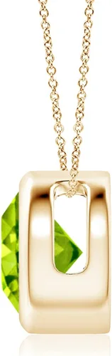 Vista 2 de ANGARA Natural Peridot Solitaire Pendant Necklace in Sterling Silver for Women, Girls with 18" Chain August Birthstone Jewelry Gift for Her