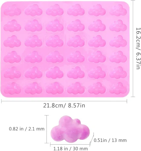 Vista 4 de Kichvoe Molde de silicona con forma de nube de 36 cavidades, multifunción, para caramelos, gelatina, chocolate, antiadherente, resistente al calor