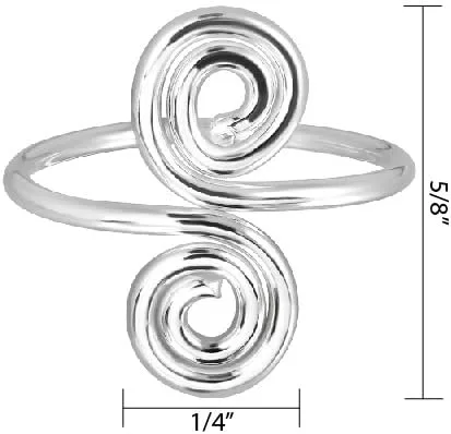 Vista 3 de WithLoveSilver - Anillo ajustable de plata de ley con diseño de remolinos, Plata de ley, plata