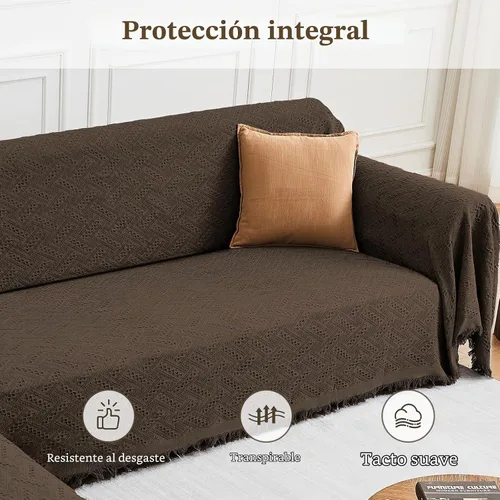 Vista 3 de HOMERILLA - Funda de sofá modular de 2 piezas para sofá en forma de L, color chocolate, XXXL