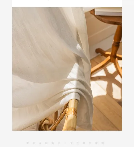 Vista 35 de Cortinas semitransparentes de 100 % lino para sala de estar, juego de cortinas largas plisadas de estilo bohemio neutro para decoración de casa