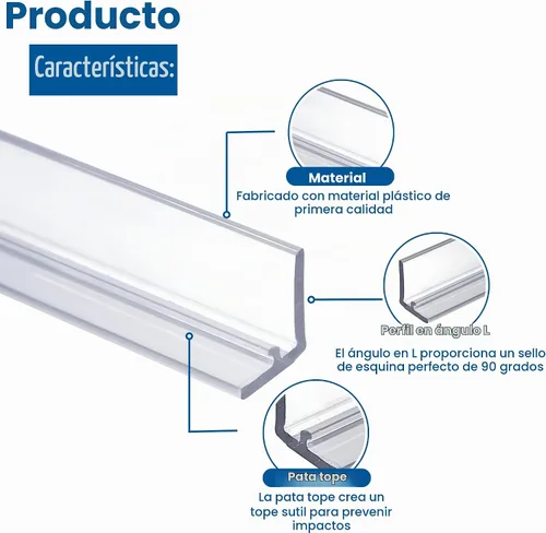Vista 2 de KC Hardware - Parachoques de sello de jamba en forma de L, sello inferior de puerta de ducha para puertas de ducha de 3/8 y 1/2 pulgadas, 95