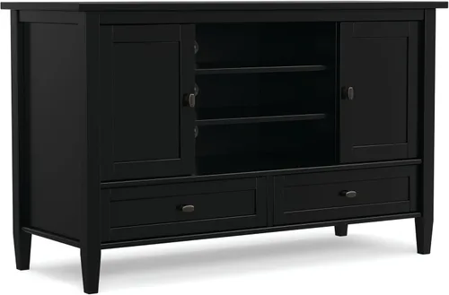 Vista 24 de SIMPLIHOME Warm Shaker - Soporte de TV de madera maciza de 72 pulgadas de Marrón rojizo