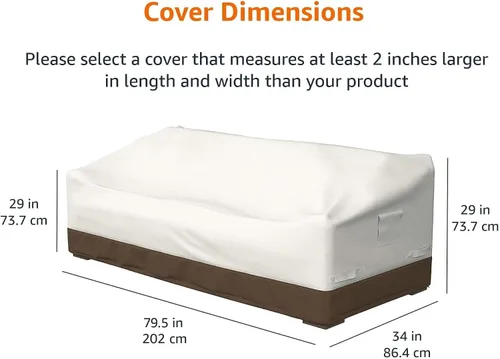 Vista 3 de Amazon Basics - Funda para sofá de 3 plazas para patio al aire libre, impermeable, anti-UV, duradera, Beige/Marrón