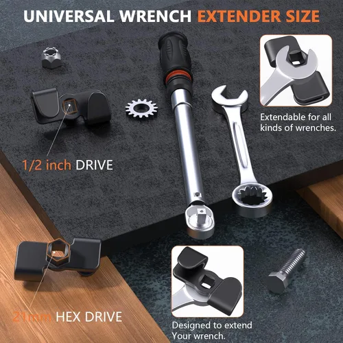 Vista 2 de Anblak Extensor de Llave para Barras de Disyuntor de 1/2 Pulgada de Unidad/21 mm de Unidad Hexagonal, Adaptador Universal de Extensión de Llave