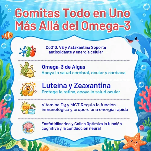 Vista 5 de 90 unidades Gomitas veganas con suplemento Omega 3 para adultos y niños