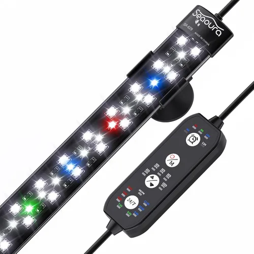 Vista 3 de SEAOURA Luz sumergible para acuario para pecera de 8 a 17 pulgadas, luz de tanque de peces de 24/7 ciclo con temporizador, luz de planta de acuario