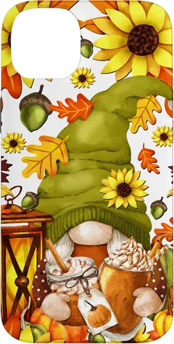 Vista 14 de iPhone 15 Hello Fall Gnomo para mujer, diseño de hojas de otoño, diseño de calabaza
